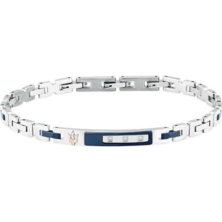Maserati Herrenarmband DIAMONDS Kollektion, Edelstahl mit natürlichen Diamanten, 18+3,5 cm, Clipverschluss, Geschenkidee - JM125ATY22