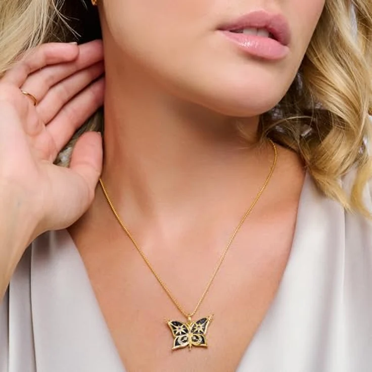 Thomas Sabo Kettenanhänger Schmetterling Stern und Mond, 925 Sterlingsilber mit 750er Gelbgold-Vergoldung, Maße: 2,4cm x 3cm, PE929-945-7 – Bild 3