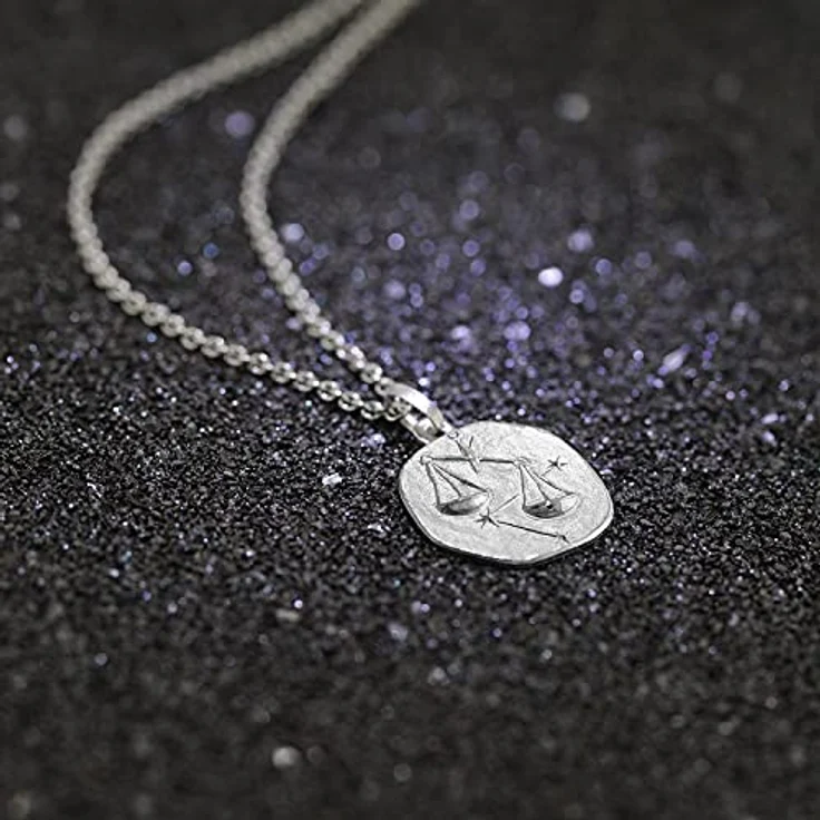 trendor Sternzeichen Waage Halskette 925 Silber, Ø 16 mm, anlaufgeschützter Anhänger mit 60 cm Kette für Damen, Herren und Kinder – Bild 3