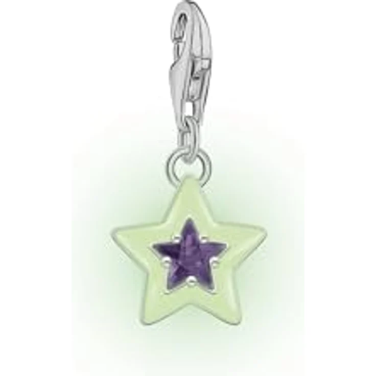 Thomas Sabo Charm Club Original Charm-Anhänger Stern, recyceltes 925 Silber mit violetten Steinen und Kaltemaille, Karabinerverschluss – Bild 2