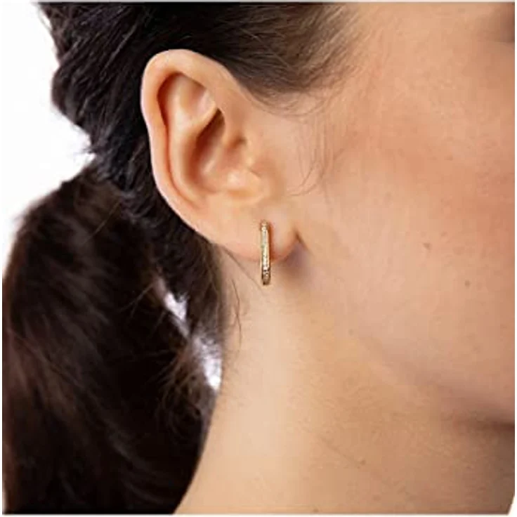 JETTE Damen-Creolen aus 925er Silber mit 28 Zirkonia, Gold, Maße: 1,6 cm x 1,1 cm, One Size, Geschenkbox – Bild 4