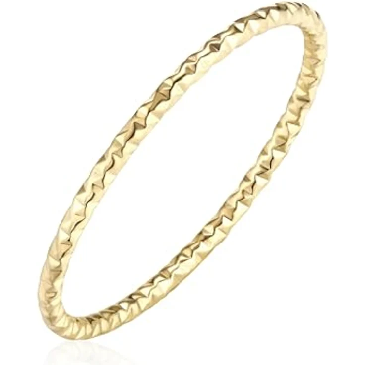 Eastside Damenring „Hammered Finish“, gelbvergoldeter Edelstahlbandring, 14 Karat, schmale Ringschiene, stapelbar, in Geschenkbox – Bild 2