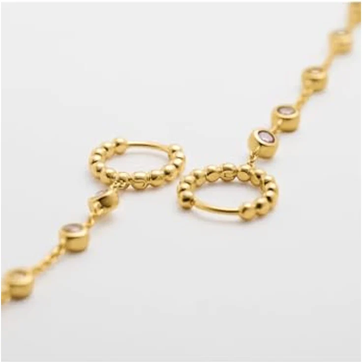 JETTE Damen-Ohrhänger 925er Silber mit recyceltem Zirkonia, Gelbgold 32029976 – Bild 3