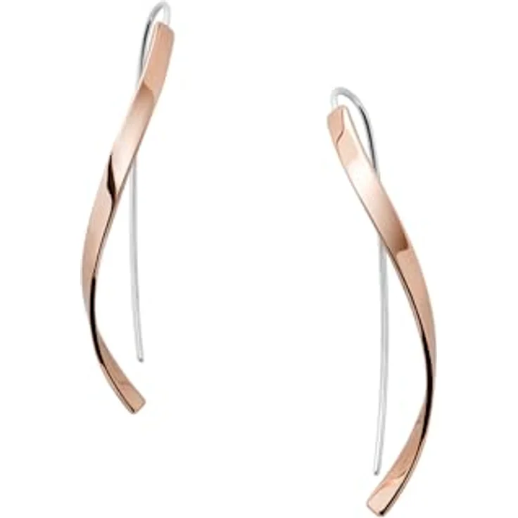 Skagen Damen Edelstahl Ohrringe, Roségoldfarben, Ohrbügelverschluss, Tropfenlänge 50mm – Bild 1