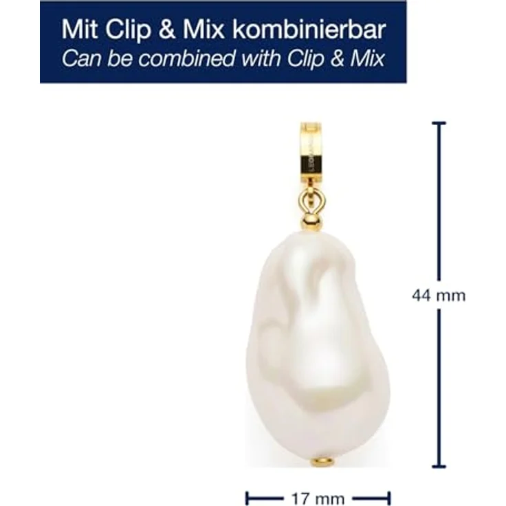 JEWELS BY LEONARDO Clip & Mix Wilma, Ketten-Anhänger aus goldfarbenem Edelstahl mit großer, weißer Imitationsperle, Schmuck Geschenk für Frauen, 024420 – Bild 2