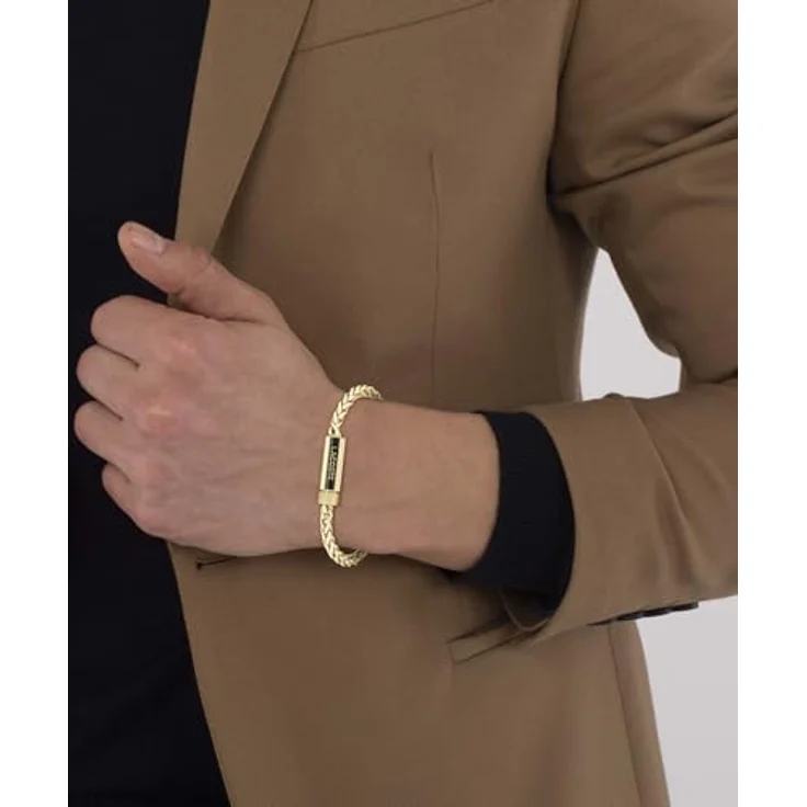 Lacoste Gliederarmband SPELT, Herren-Armband aus poliertem Edelstahl mit Gelbgold-Beschichtung, verstellbar von 190 mm bis 222 mm – Bild 3