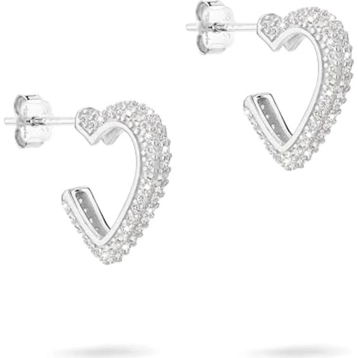 Tamaris Herzcreole TJ-0549-E-15, Damen-Ohrringe aus 925 Silber mit Zirkonia, Größe 1,5 cm – Bild 1