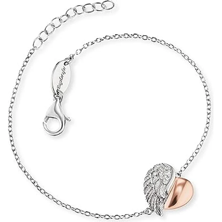 Engelsrufer Damen Armband, Bicolor Sterling Silber mit Herzflügel Anhänger und Zirkonia, längenverstellbar (17–20 cm), nickelfrei, allergikerfreundlich – Bild 1
