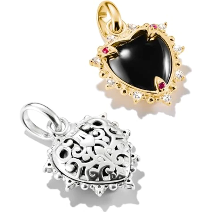 THOMAS SABO Charm-Anhänger Vintage-Herz schwarz, 925er Sterlingsilber mit Karabinerhaken – Bild 2