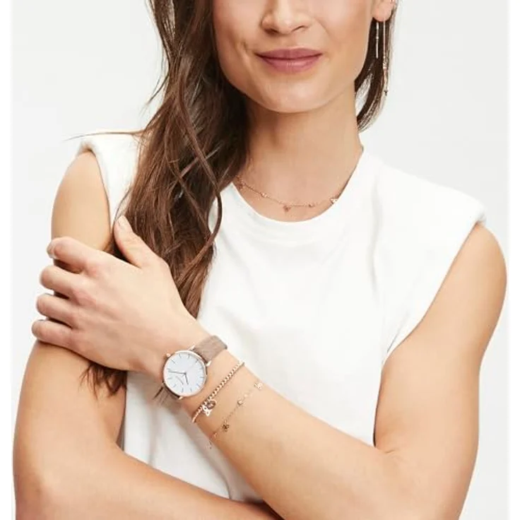Tamaris Damen Armband TJ-0009-B-21, Roségold Edelstahl mit Blütenanhängern und Zirkoniasteinen, 21 cm verlängerbar – Bild 2