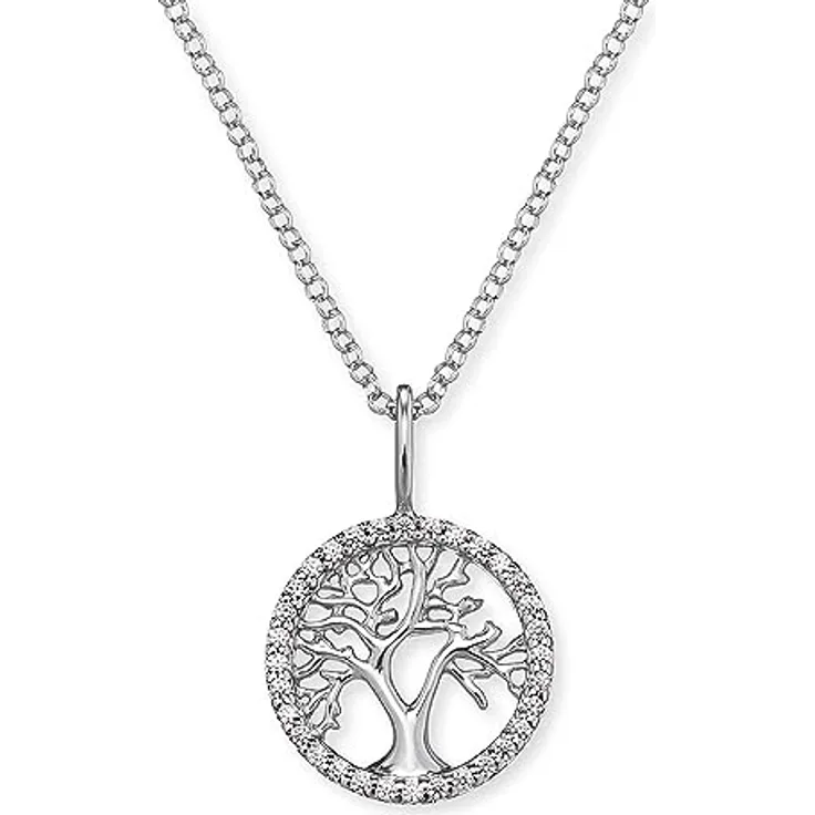 Engelsrufer Damen-Halskette mit Lebensbaum-Anhänger, 925 Sterlingsilber rhodiniert, 40 + 4 cm, Karabinerverschluss