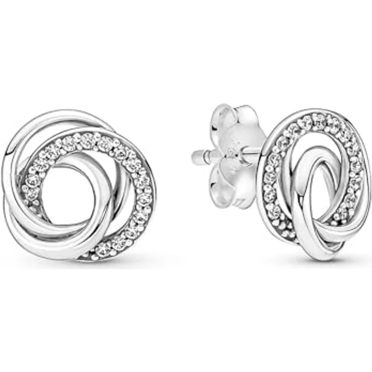 Pandora Ohrstecker Moments 291076C01, 925er Silber mit Zirkonia-Besatz, weiß