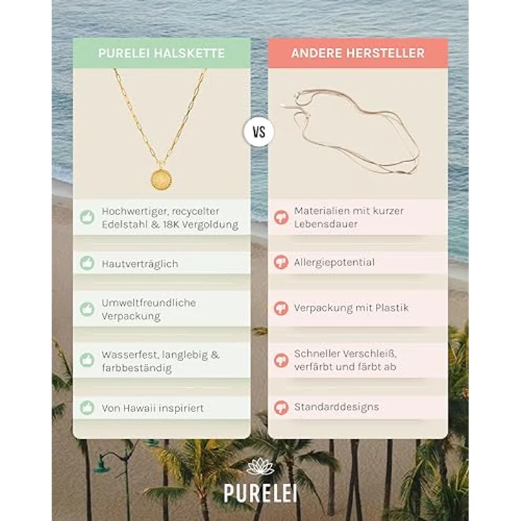 Purelei Waina Kette Damen, Gold – Verstellbare Wasserfeste Edelstahl Halskette, 50-55 cm, für individuellen Style – Bild 4