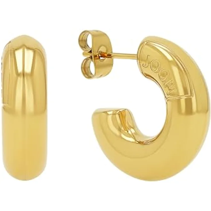 JOOP! Creolen Damen Ohrschmuck aus Edelstahl mit IP-Goldveredelung, 19 mm Durchmesser, Steckverschluss, gold, in Schmuck Geschenk Box, 2039843