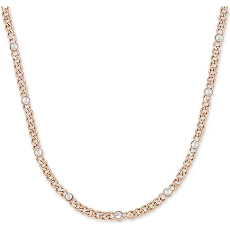 COPENHAGEN STUDIOS Glittery Halskette - roségold - Damenkette aus poliertem Edelstahl mit Strasssteinen, verstellbare Länge, wasserfest