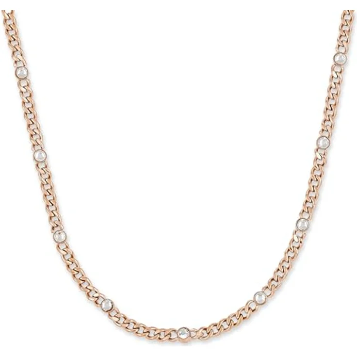 COPENHAGEN STUDIOS Glittery Halskette - roségold - Damenkette aus poliertem Edelstahl mit Strasssteinen, verstellbare Länge, wasserfest – Bild 1