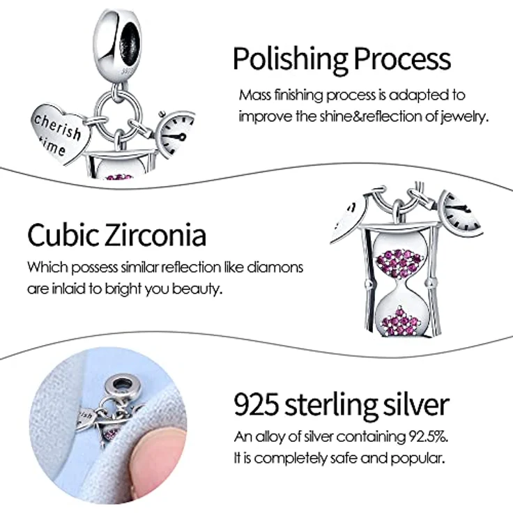 Pandach Charm Anhänger für Armband und Halskette, 925 Sterling Silber mit Zirkonia, kompatibel mit Europäischen Armbändern – Bild 5