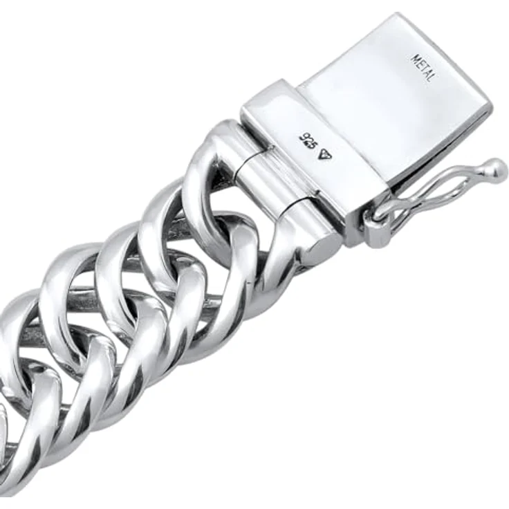 Kuzzoi Buddha Panzer Armband aus 925er Sterling Silber, massives Herrenarmband (16 mm) mit Kastenschloss, Länge 21 cm – Bild 3