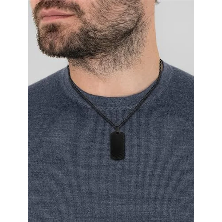 True Rebels Herren-Ankerkette Dogtag, Edelstahl schwarz 50 cm, robustes Männerschmuck-Accessoire mit abnehmbarem Anhänger – Bild 4