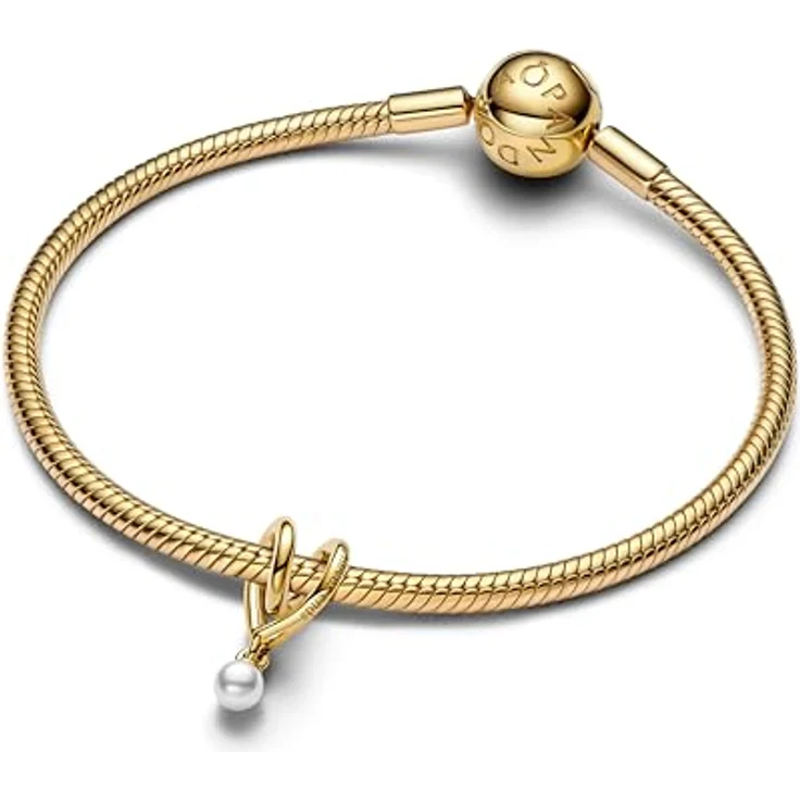 PANDORA Moments Eingehülltes Herz Charm, 14K vergoldete Metalllegierung mit Perle, Gravur „family, where love never ends“, kompatibel mit Moments, 764138C01 – Bild 3