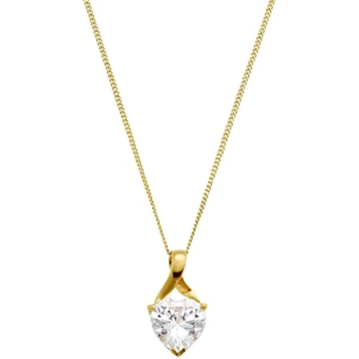 Amor Damen Kette mit Herz-Anhänger, 375/9 Gold, 42 cm, Zirkonia, Geschenkbox