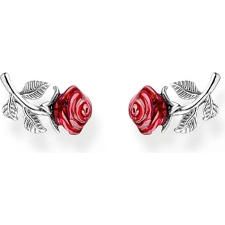 THOMAS SABO Roses Romance Ohrstecker, viktorianisch inspirierte Rosen, rot