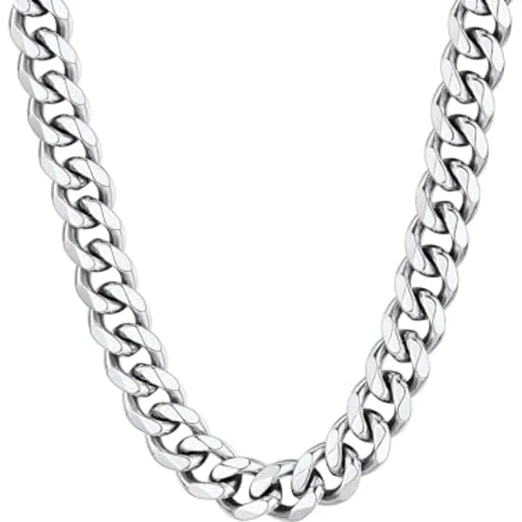 ChainsHouse Herren Edelstahl Panzerkette, 61cm Silber, 12mm, antiallergen, robust, Hip Hop Halsreif