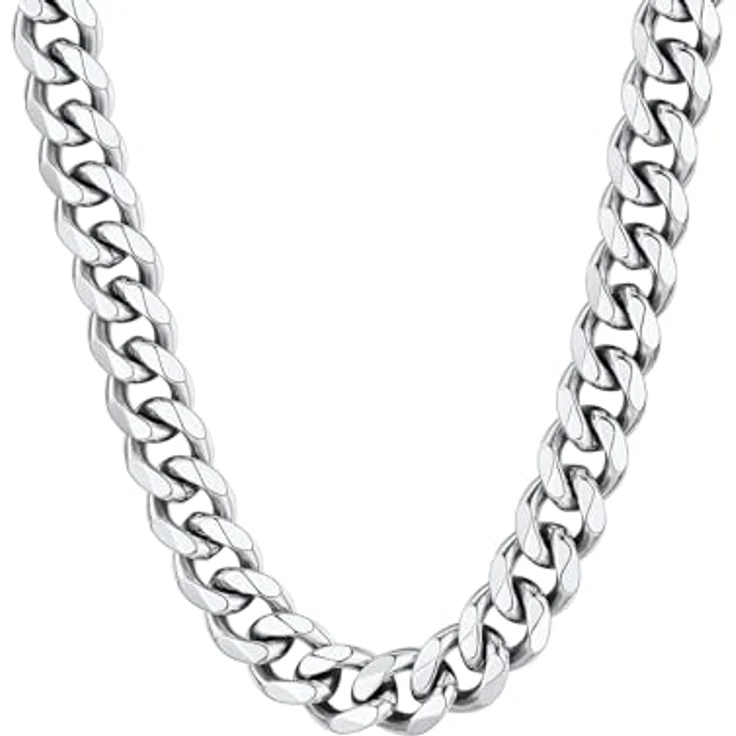 ChainsHouse Herren Edelstahl Panzerkette, 61cm Silber, 12mm, antiallergen, robust, Hip Hop Halsreif – Bild 1