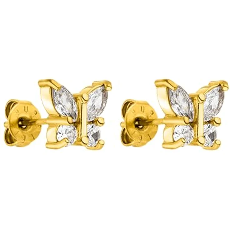 Purelei Butterfly Ohrringe, 18K Gold, wasserfeste Damenohrringe aus Edelstahl, 6,8 x 8 mm, eleganter Modeschmuck für individuellen Look – Bild 1