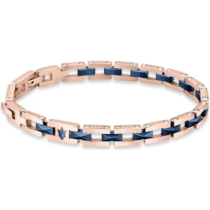 Maserati Armband JM422ATZ15, Edelstahl und Keramik in IP-Rosé mit blauen Akzenten, markanter Dreizackverschluss – Bild 7