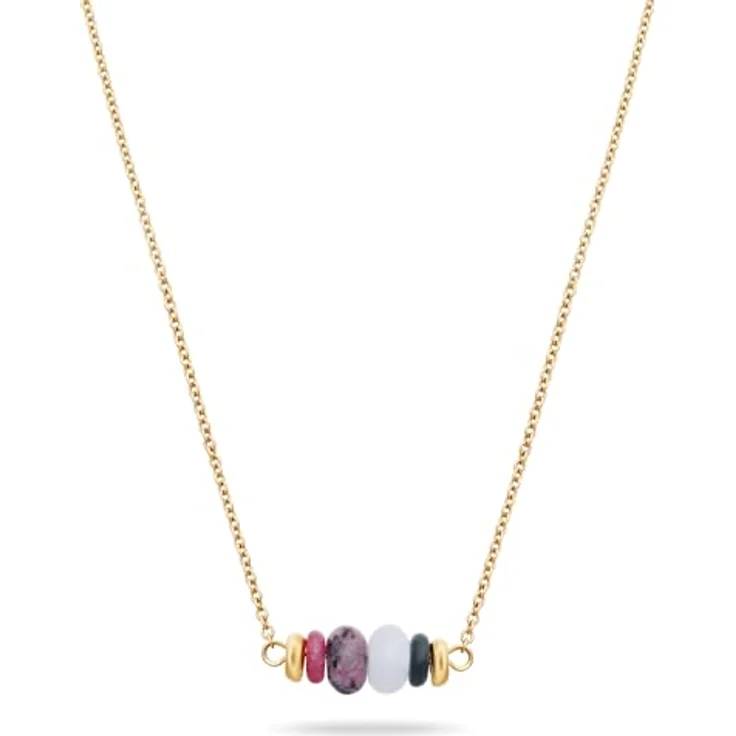 Tamaris Necklace - Kette mit bunten Natursteinen aus Edelstahl, IP Gold, verstellbar bis 45 cm, wasserfest & hautfreundlich – Bild 1
