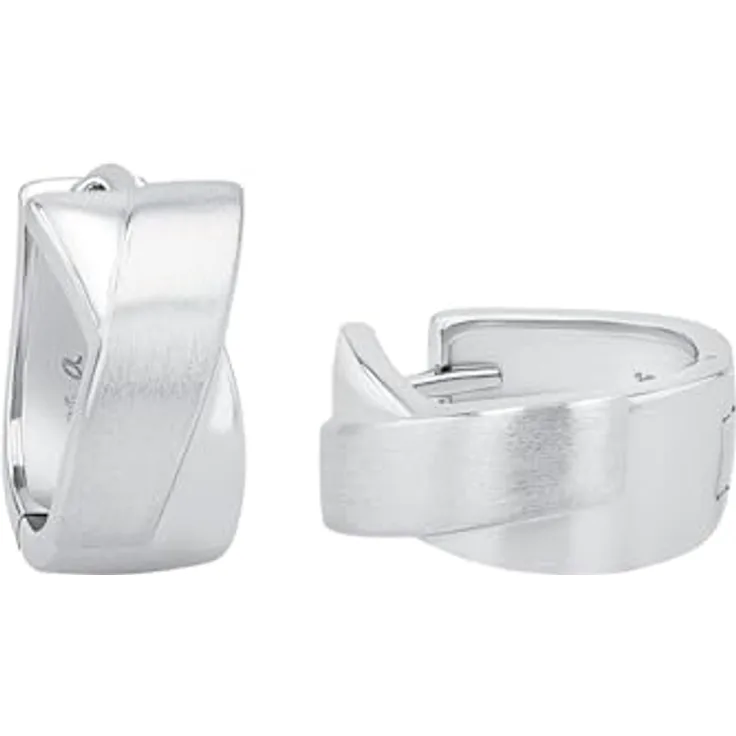 Amor Creolen 925 Sterling Silber Damen Ohrschmuck, 14 mm, matt-glänzend, mit Scharnierverschluss, in Schmuck Geschenk Box, 9906369