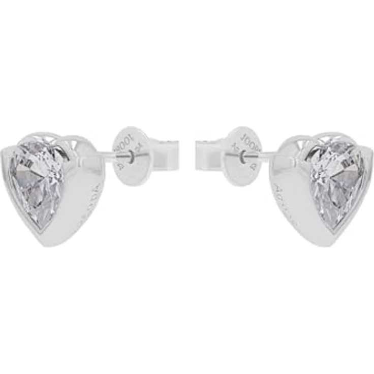 JOOP! Ohrstecker 925 Sterling Silber Damen Ohrschmuck mit Herz-Motiv und synthetischen Zirkonia, 0,9 cm, Weiß, in Geschenkbox, 2039691 – Bild 4