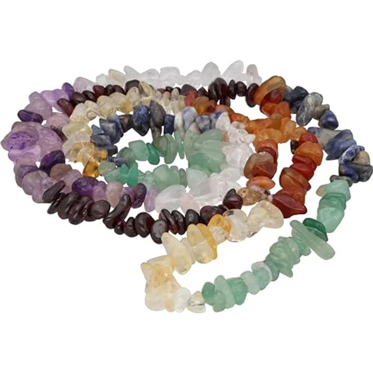 Lebensquelle Plus Chakra Splitterkette, 80-90 cm, Edelstein Heilstein mit einzigartigen Naturbelassenen Splittern, Damen Herren – Bild 1