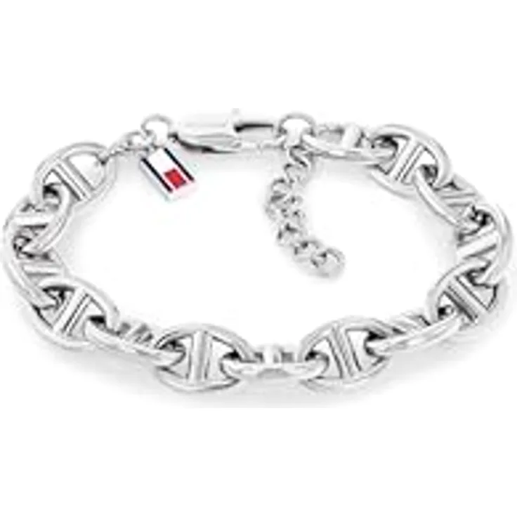 Tommy Hilfiger Jewelry Damen Gliederarmband aus Edelstahl, Nautisch inspiriert mit Emaille-Details, verstellbar, 160 x 10,3 mm