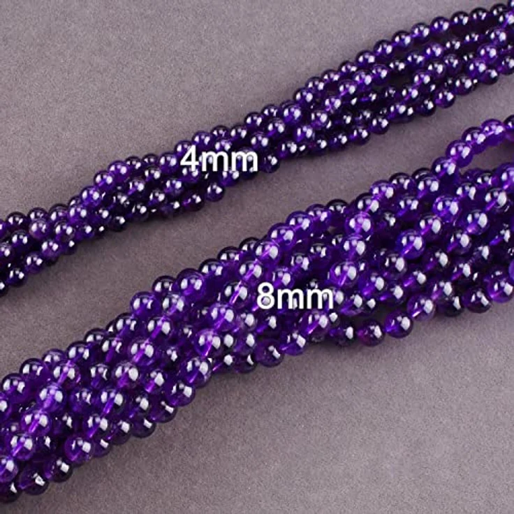 SKYBEADS Amethyst Stein Perlen zum Auffädeln, 6mm Lila Edelstein, 38cm Strang mit ca. 60 Stück – Bild 5