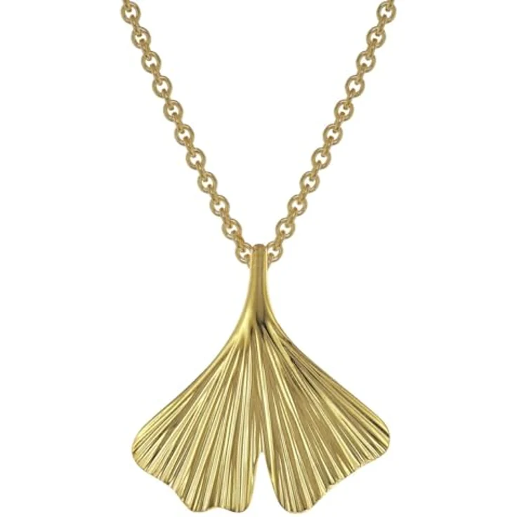 trendor Damen-Halskette mit Ginkgo-Anhänger, Gold plattiert auf 925 Sterlingsilber, 50 cm, inkl. Schmuck-Box – Bild 1