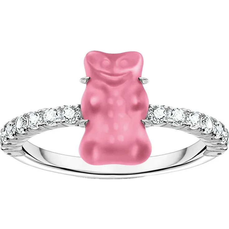 THOMAS SABO THOMAS SABO x HARIBO Fingerring mit Goldbär, Kristallglas und Zirkonia (synth)