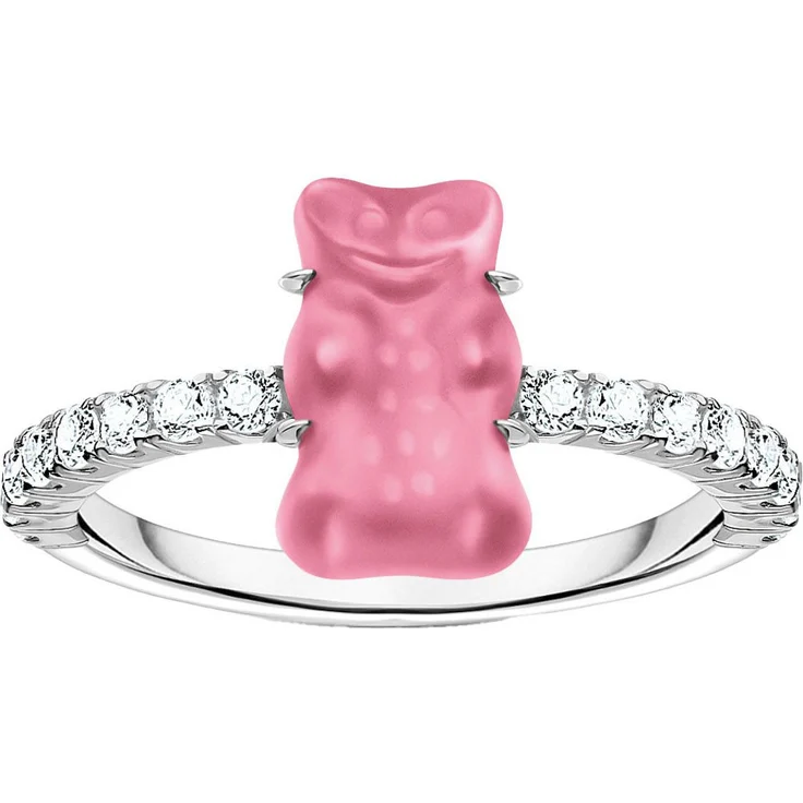 THOMAS SABO THOMAS SABO x HARIBO Fingerring mit Goldbär, Kristallglas und Zirkonia (synth)