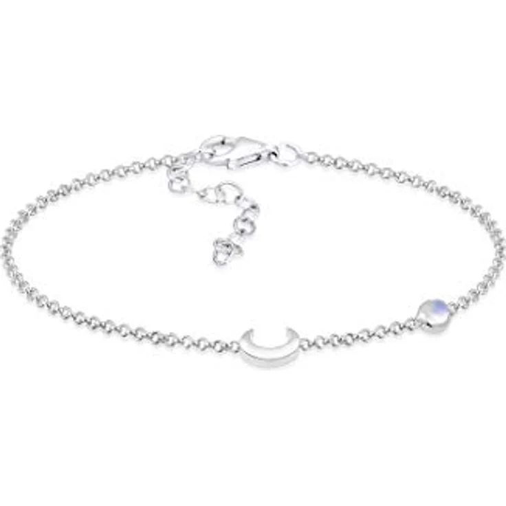 Elli Armband Damen Halbmond Stern Filigran mit Mondstein, 925 Sterling Silber vergoldet – Bild 1