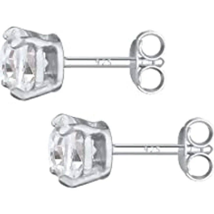 Kuzzoi Herren-Ohrringe Ohrstecker Rund (6 mm), mit funkelndem weißen Kristall aus 925 Sterling Silber, hochwertige Ohrstecker für Männer – Bild 3