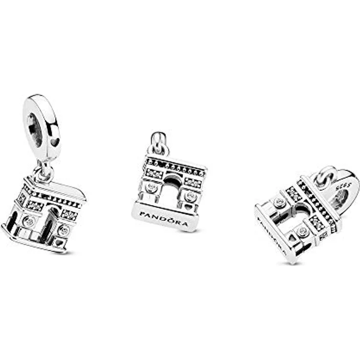 PANDORA Arc de Triomphe Bead Charm, 925 Sterling Silber mit glitzernden Steinen, 9,5 mm x 9 mm x 5 mm – Bild 2