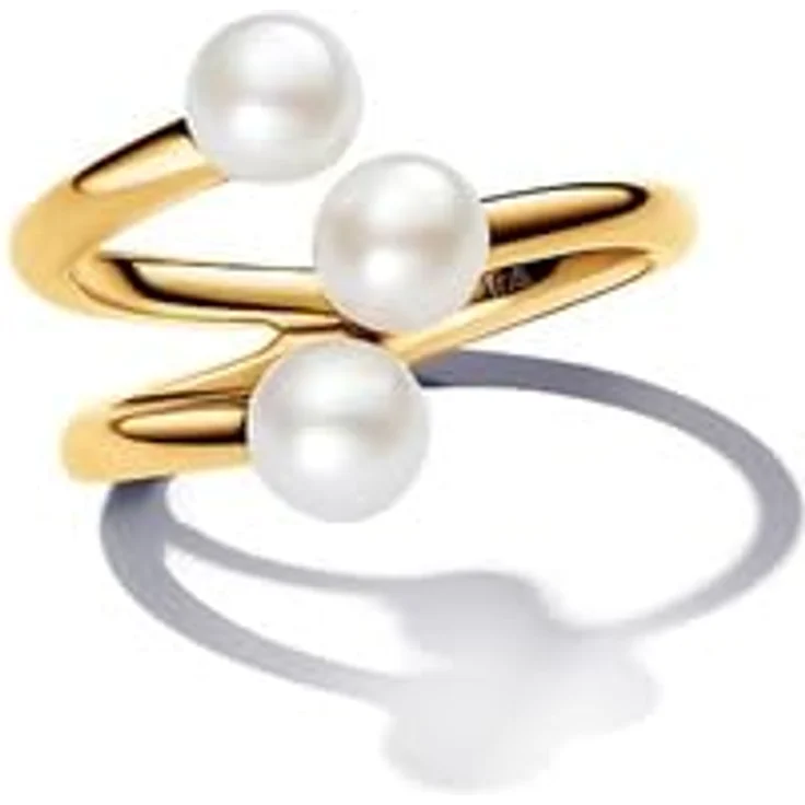 PANDORA Essence Offener Ring mit behandelter Süßwasserzuchtperle, Sterling Silber, vergoldete Metalllegierung, Größe 52, 163285C01-52 – Bild 2