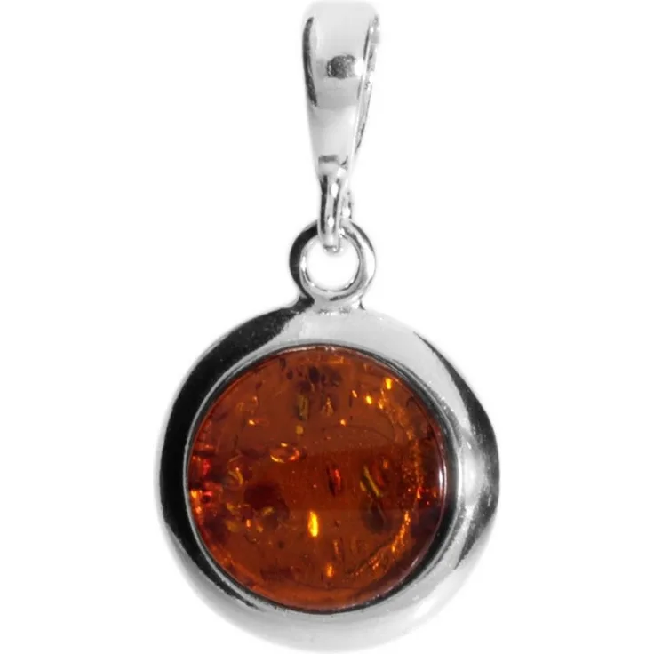 OSTSEE-SCHMUCK Kettenanhänger Paulina, Bernsteinanhänger aus Sterlingsilber 925 mit runden Bernstein (10 mm)
