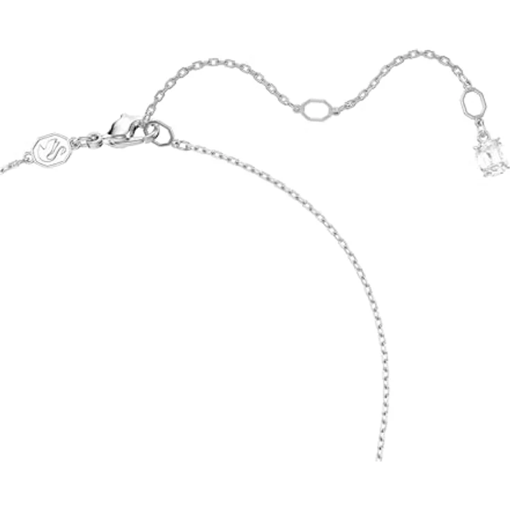 Swarovski Matrix Halskette, Rhodinierte Damenhalskette mit Swarovski Zirkonia in unterschiedlichen Größen, 42-49 cm – Bild 3