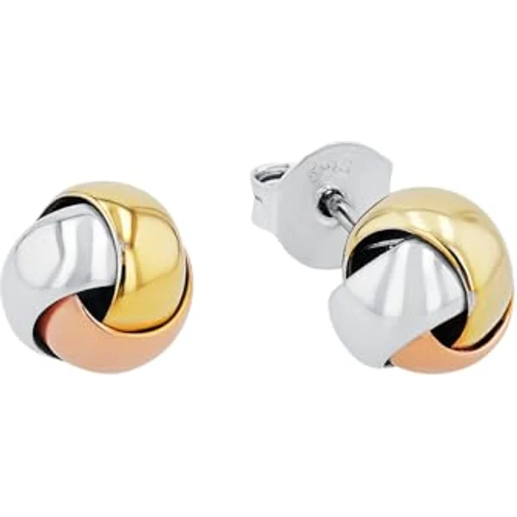 Amor Paar Ohrstecker Knoten, Tricolor Design mit knotenförmigem Schmuckelement – Bild 1