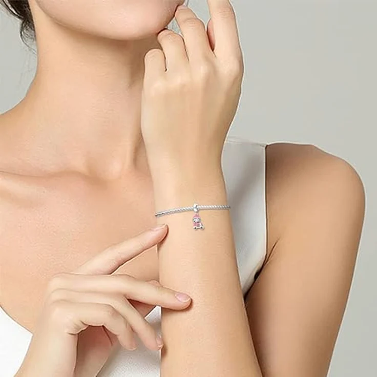 TINSLO Charm Anhänger Damen, 925 Sterling Silber mit Zirkonia, kompatibel mit Pandora Armbändern und Halsketten, Geschenkidee für Frauen und Mädchen – Bild 4