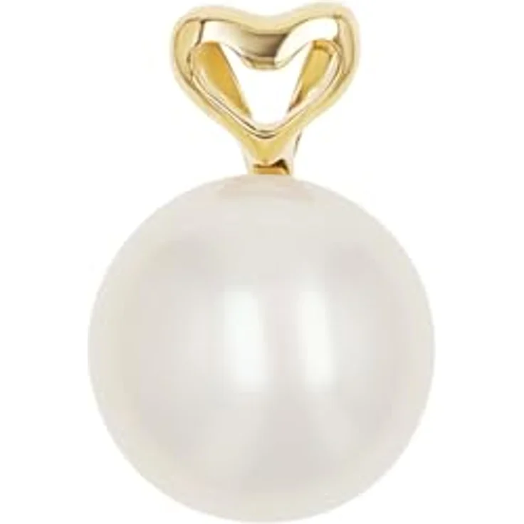 Amor Motivanhänger Gold 375/9ct, Damen Anhänger Herz mit Süßwasserzuchtperle, 1,2 cm, Weiß, in Geschenkbox – Bild 1