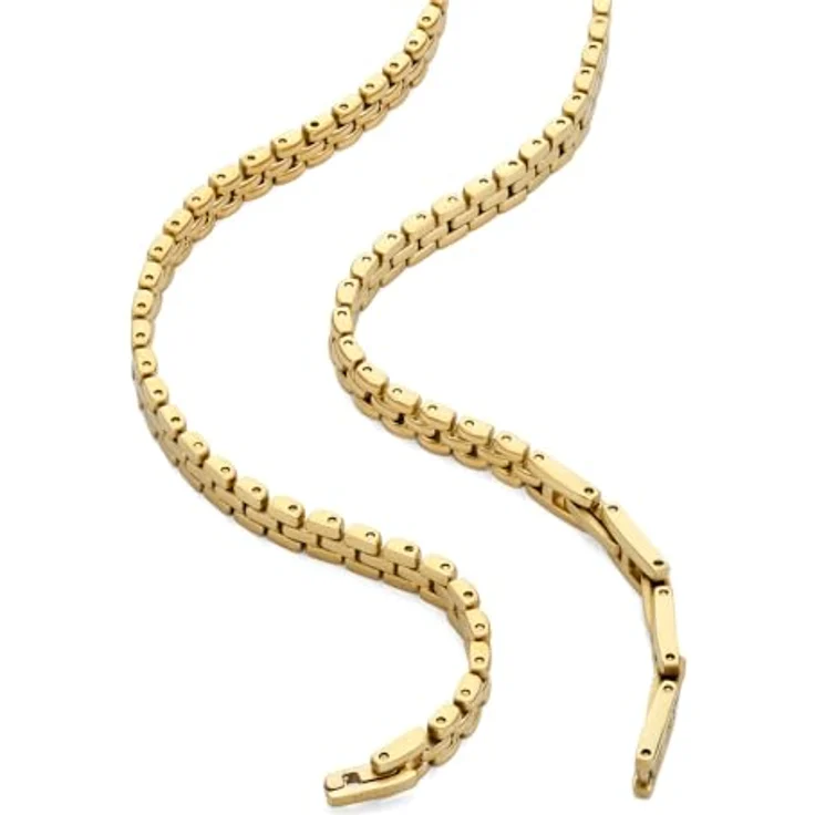 FOSSIL Damen Edelstahlarmband, goldfarben, mit sicherer Faltschließe, 45,7 cm lang, 0,6 cm breit – Bild 5