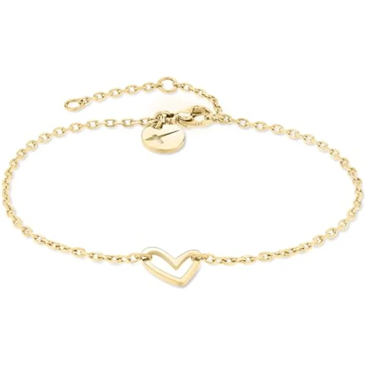 Tamaris Armband mit Herzanhänger TJ-0575-B-21, Edelstahl IP Gold poliert, 21 cm, Karabinerverschluss, verpackt in Stoffbeutel – Bild 1